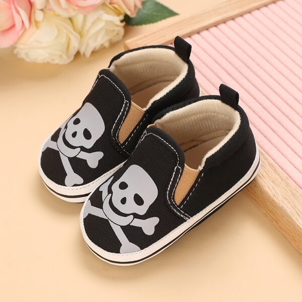 

Baby Boys Graphic Print Slip-On Flats, Black and white