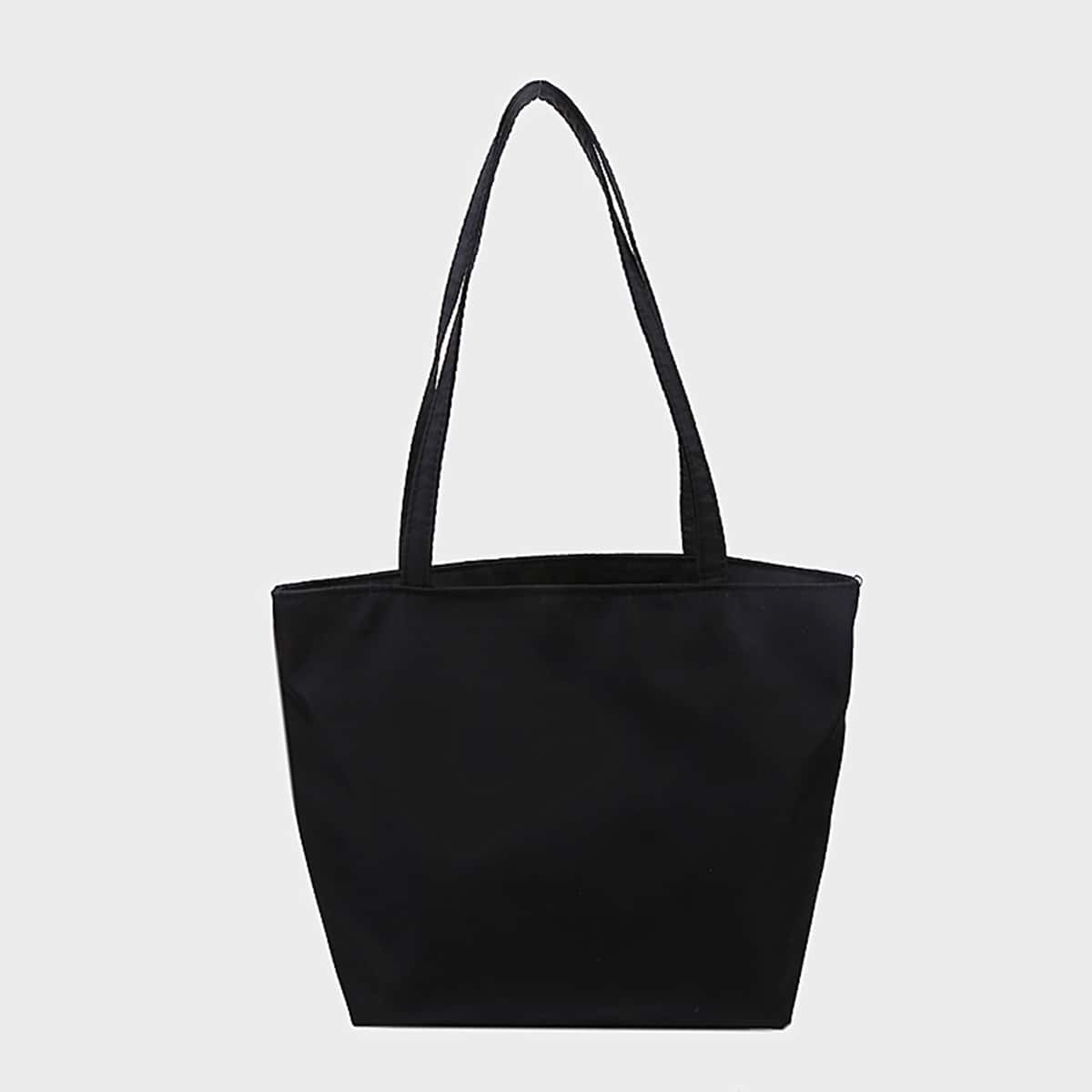

Solid Tote Bag, Black