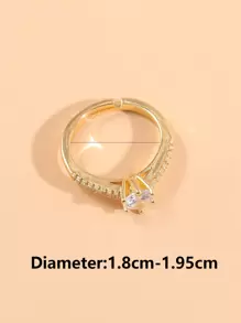 Cubic Zirconia Decor Ring - Yellow Gold - View 4