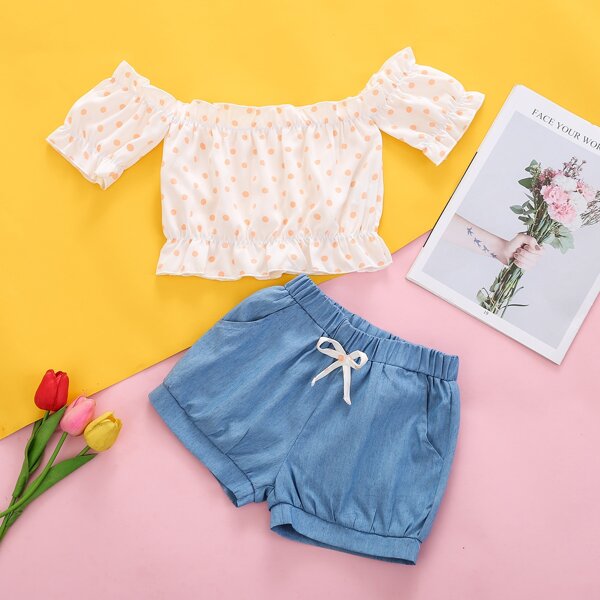 

Toddler Girls Polka Dot Top & Solid Shorts, Multicolor
