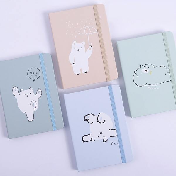 

1pc Cartoon Bear Print Cover Random Notebook, Multicolor