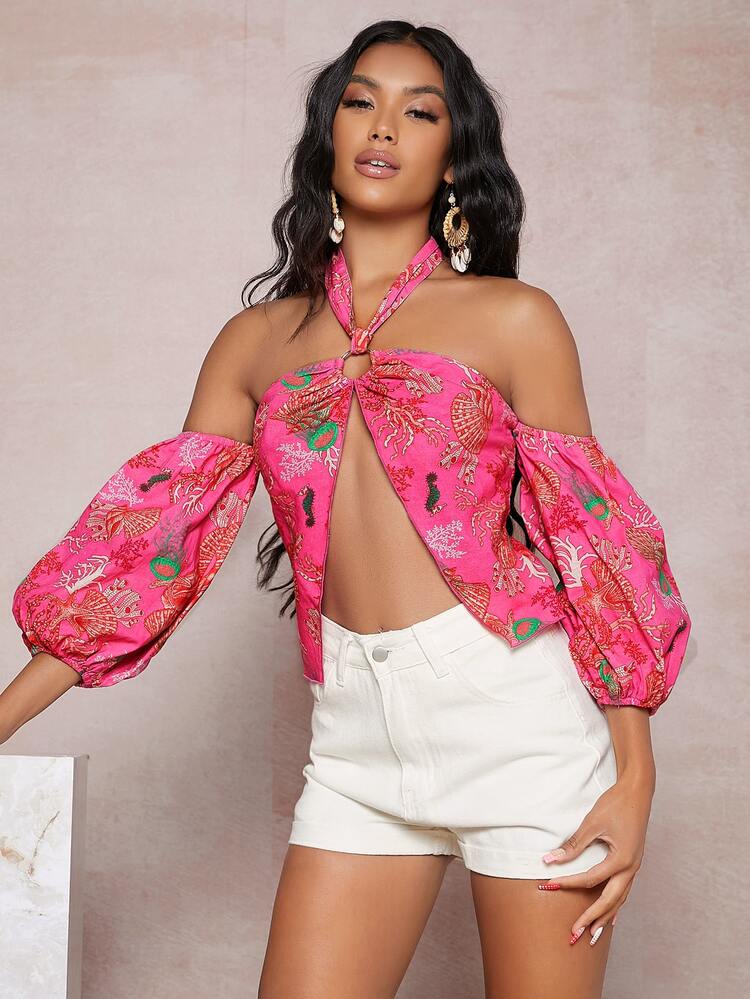 1 PC O-ring Detail Split Hem Top