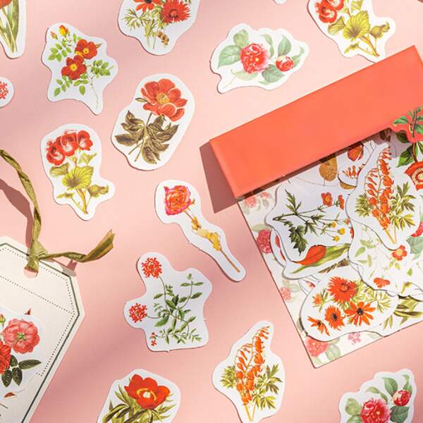 

45pcs Flower Print Random Sticker, Multicolor