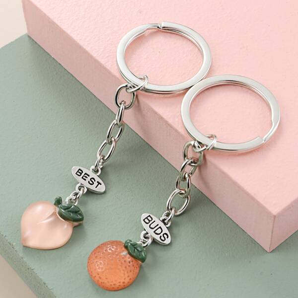 

2pcs Fruit Charm Keychain, Multicolor