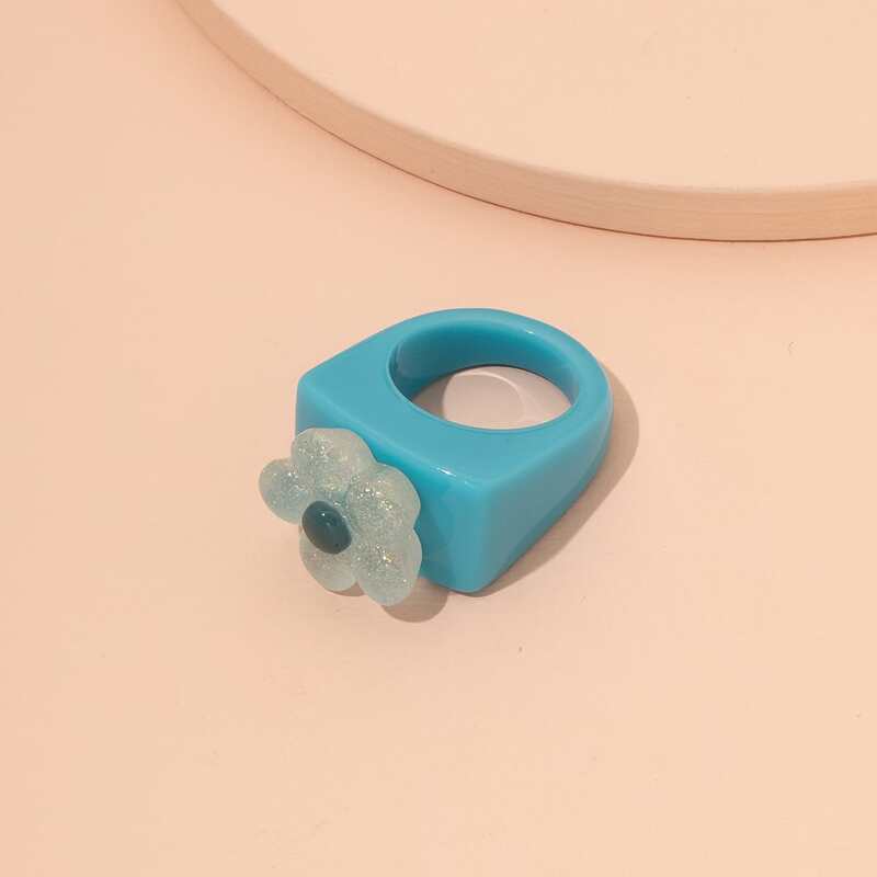 

1pc Floral Ring, Blue