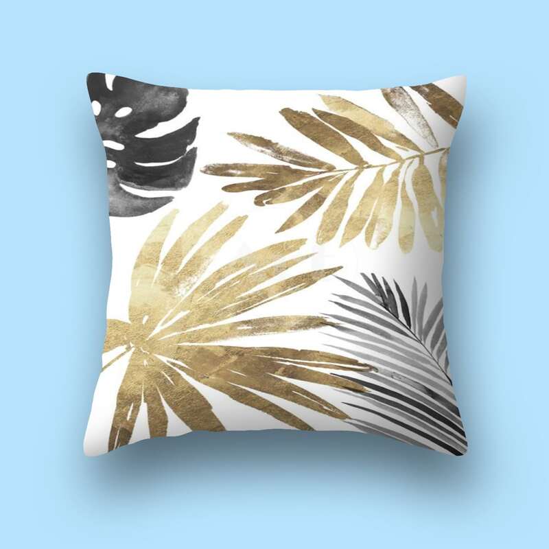 

Leaf Print Cushion Cover Without Filler, Multicolor