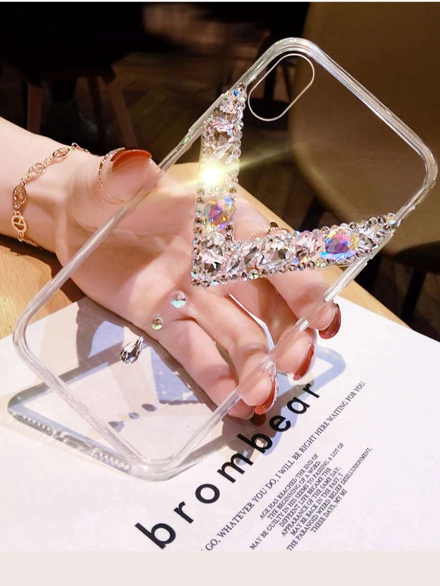Rhinestone Decor Clear Phone Case - Clear - View 1