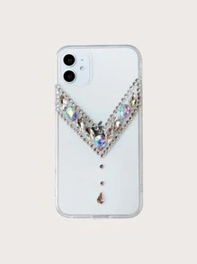Rhinestone Decor Clear Phone Case - Clear - View 2