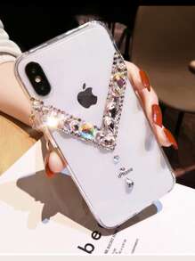 Rhinestone Decor Clear Phone Case - Clear - View 3