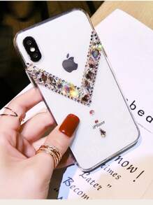 Rhinestone Decor Clear Phone Case - Clear - View 4