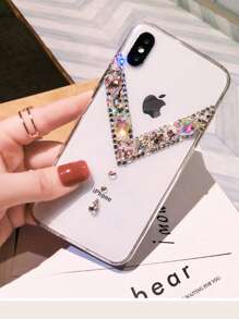 Rhinestone Decor Clear Phone Case - Clear - View 6