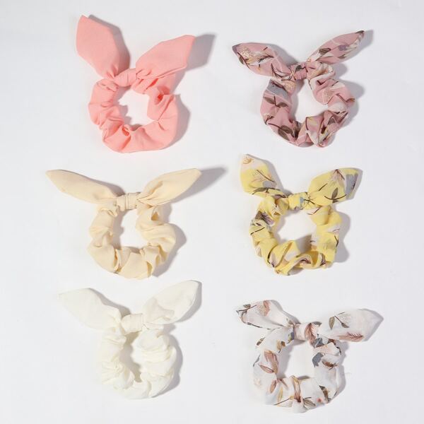 

6pcs Leaf Print Hair Tie, Multicolor