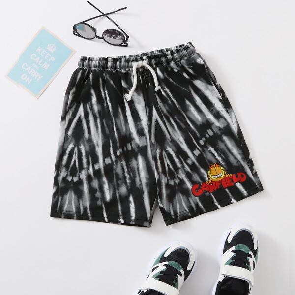 

Boys Tie Dye Shorts, Black and white