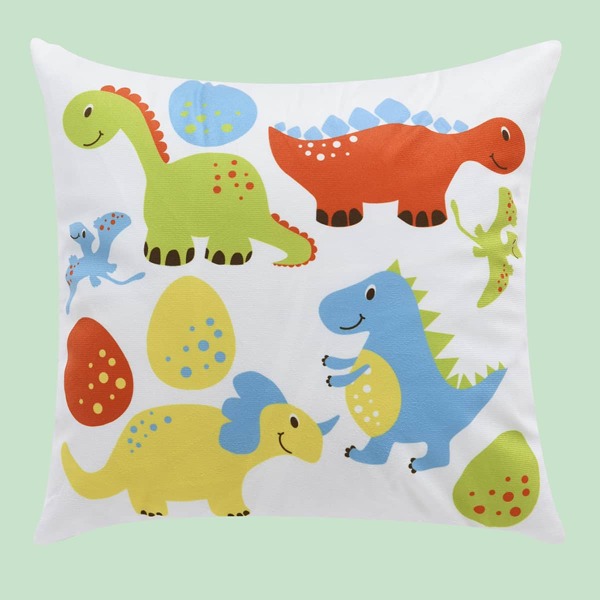 

Kids Dinosaur Print Cushion Cover Without Filler, Multicolor