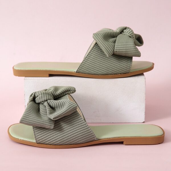 

Bow Decor Slide Sandals, Army green