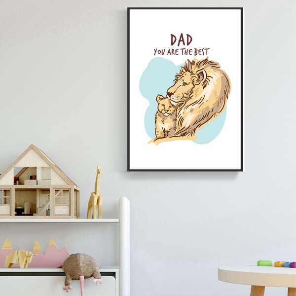 

Kids Lion Print Unframed Painting, Multicolor