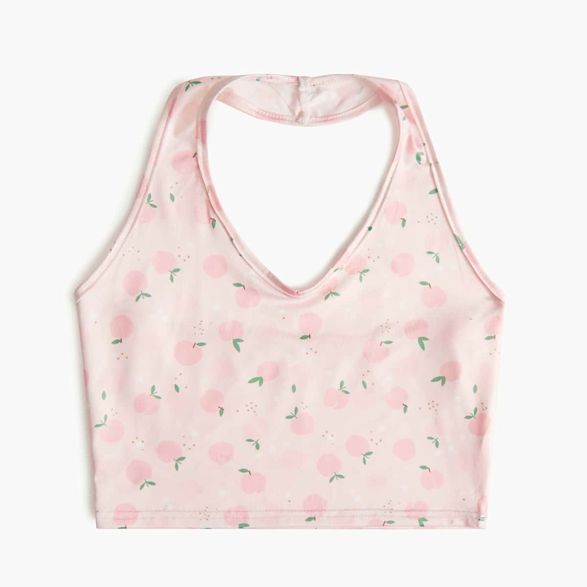 

Fruit Print Crop Halter Top, Baby pink