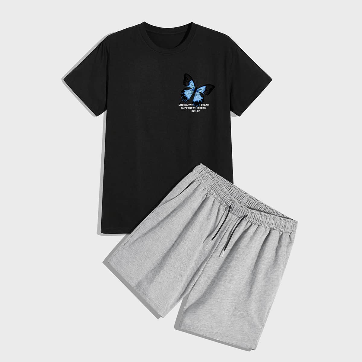 

Guys Letter Butterfly Graphic Tee & Solid Shorts, Multicolor