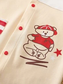 Yierying Baby Unisex Striped Cartoon Bear Graphic Jumpsuit - Multicolor - View 3