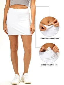icyzone 腰部寬帶手機口袋半身裙 - 白色 - 查看 5