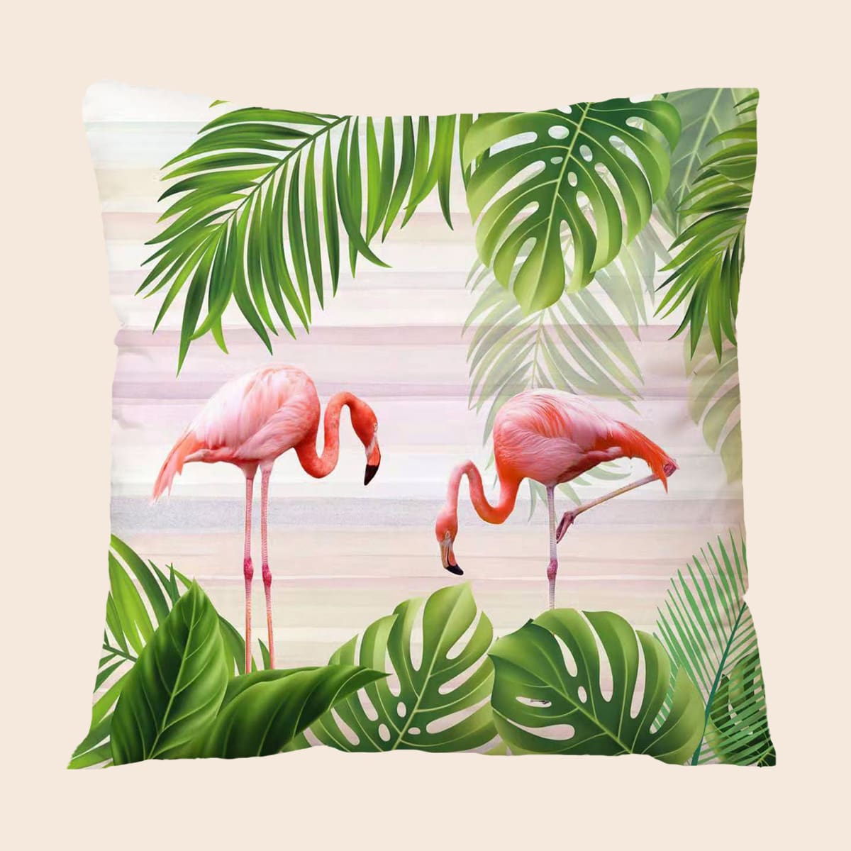 

Flamingo Print Cushion Cover Without Filler, Multicolor
