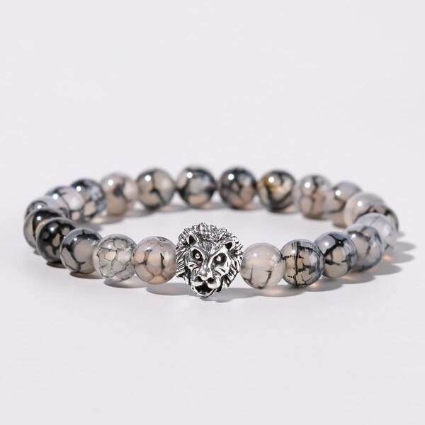 

Men Animal Decor Beaded Bracelet, Multicolor