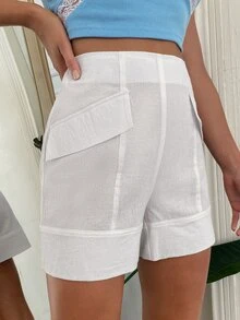 Shorts Laterales Con Cremallera Y Detalle De Solapa - Blanco - Ver 5