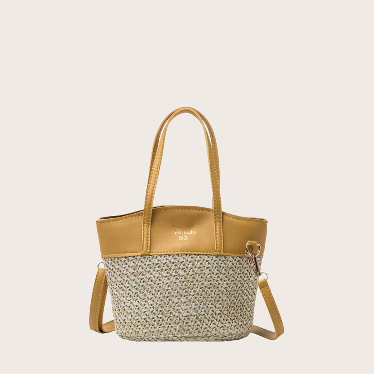 

Contrast Straw Tote Bag, Yellow