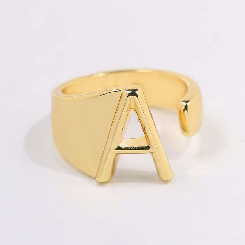 

1pc Letter Cuff Ring, Gold