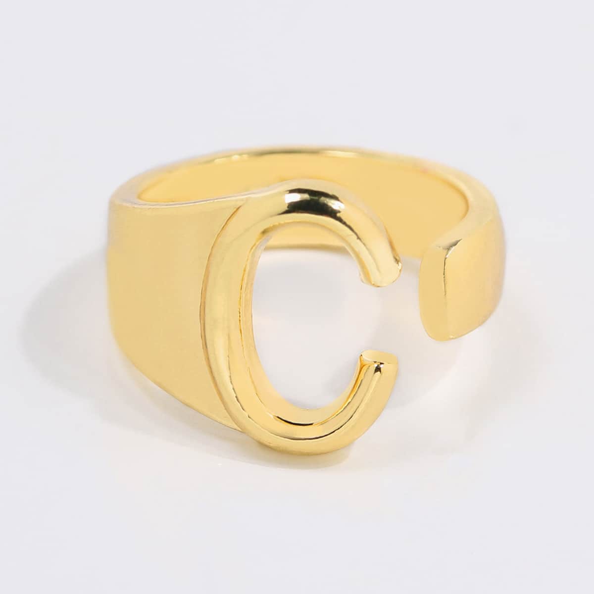 

1pc Letter Cuff Ring, Gold