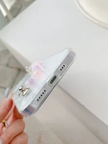 Flower Hand Strap Clear Phone Case - Clear - View 3
