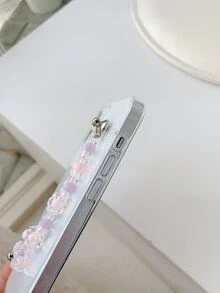 Flower Hand Strap Clear Phone Case - Clear - View 4