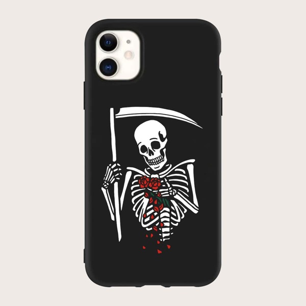 

Skull Pattern Phone Case, Black