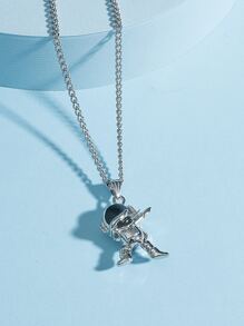 時尚流行男士宇航員吊飾項鍊朋克嘻哈風格合金材料適合珠寶禮物和時尚外觀 - 銀色 - 查看 1