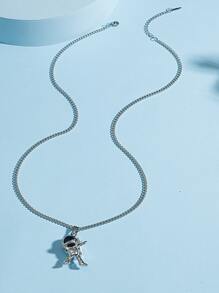 時尚流行男士宇航員吊飾項鍊朋克嘻哈風格合金材料適合珠寶禮物和時尚外觀 - 銀色 - 查看 3