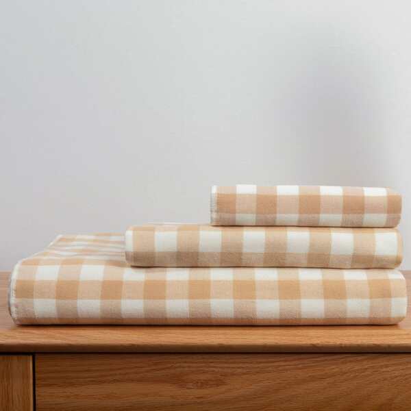 

1pc Gingham Pattern Towel, Khaki