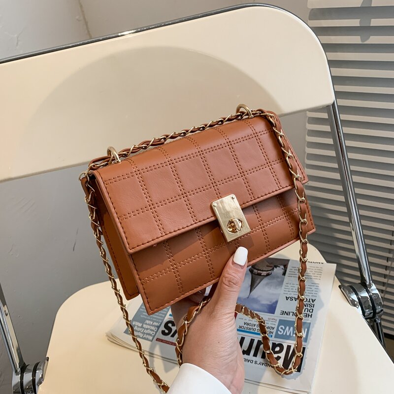 

Geometric Pattern Crossbody Bag, Brown