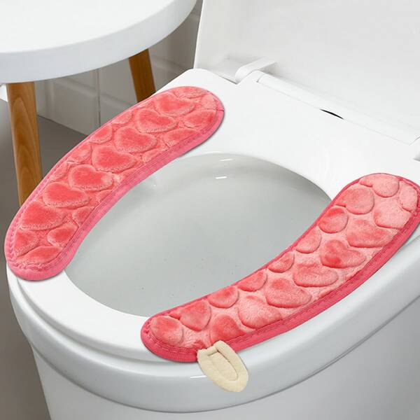 

1pair Heart Design Random Color Toilet Seat Sticky Cushion, Multicolor