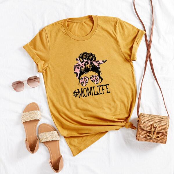 

Plus Letter And Figure Graphic Tee, Yellow
