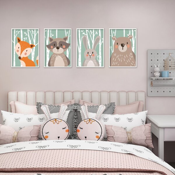 

4pcs Kids Cartoon Graphic Unframed Painting, Multicolor