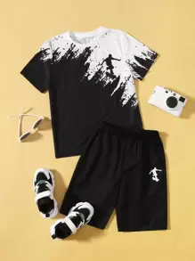 SHEIN Conjuntos para niño Figuras Casual - Blanco y Negro - Ver 1