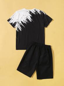 SHEIN Conjuntos para niño Figuras Casual - Blanco y Negro - Ver 2
