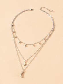 Moon Charm Layered Necklace