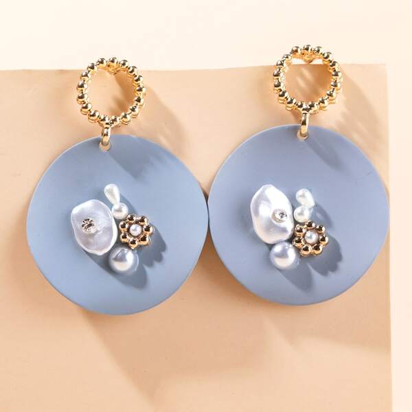 

Faux Pearl Decor Drop Earrings, Light grey