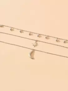 Moon Charm Layered Necklace