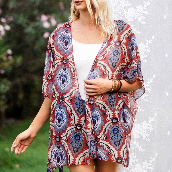 

Allover Print Kimono, Multicolor