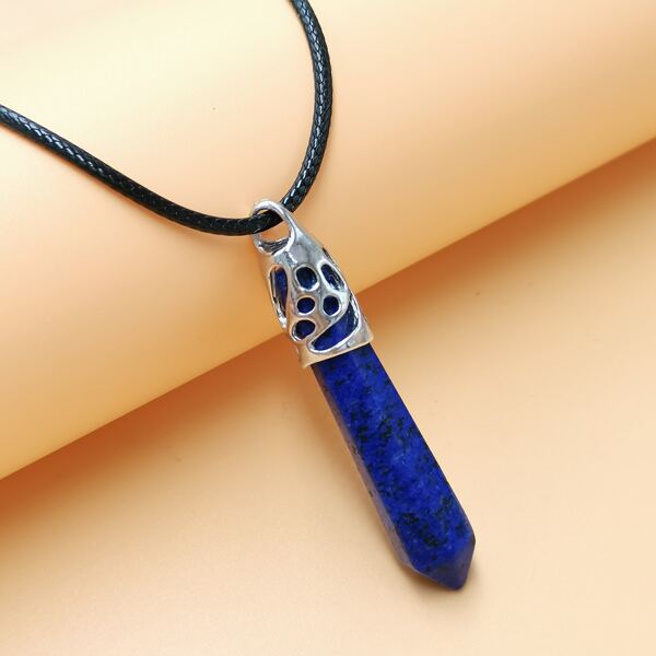 

Geo Stone Charm Necklace, Blue
