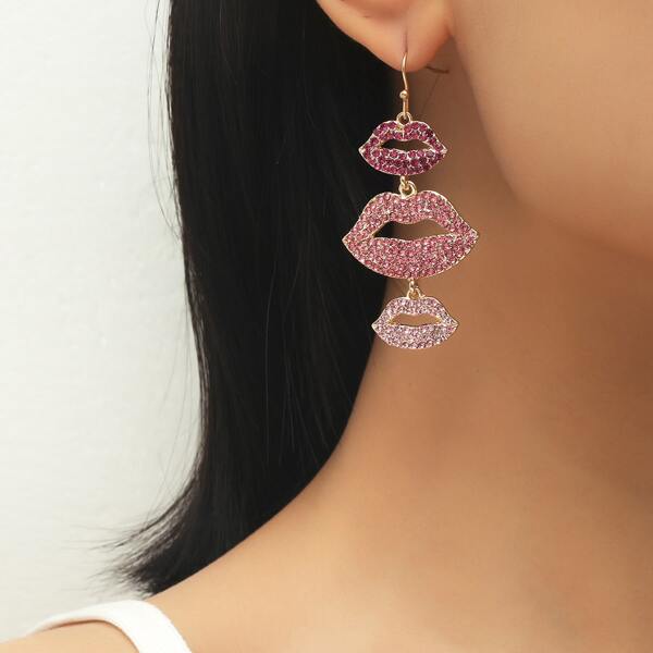 

Lip Decor Drop Earrings, Hot pink