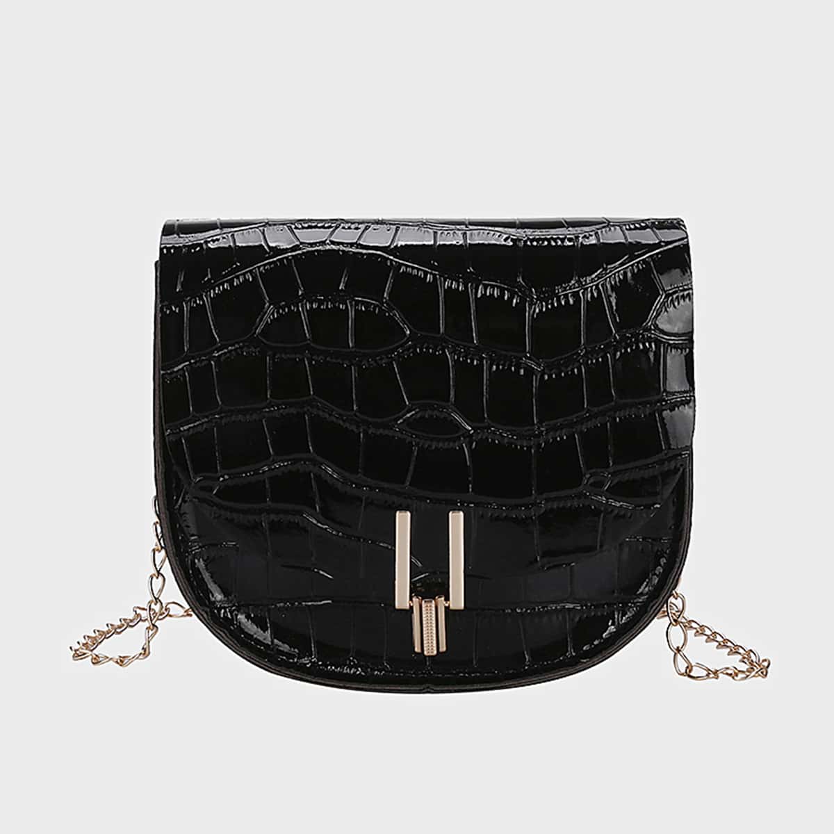 

Shell Shaped Chain Crossbody Bag, Black