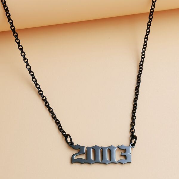 

Number Charm Necklace, Black
